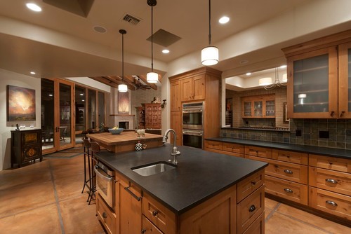 Black Granite Countertops Bright White Cabinets Traditional Kitchen White Shaker Cabinets White Ceramic Backsplash